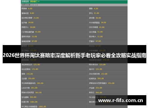 2026世界杯淘汰赛赔率深度解析新手老玩家必看全攻略实战指南